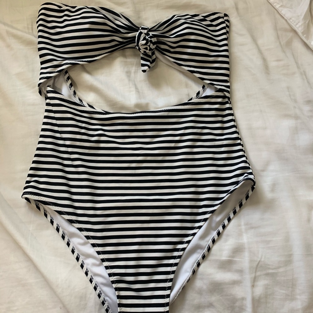Striped cutout bathing suit
